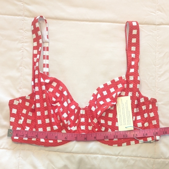 NWT Sea Level Swim Red and White Checkered Bikini Top, US 12 - Picture 5 of 6